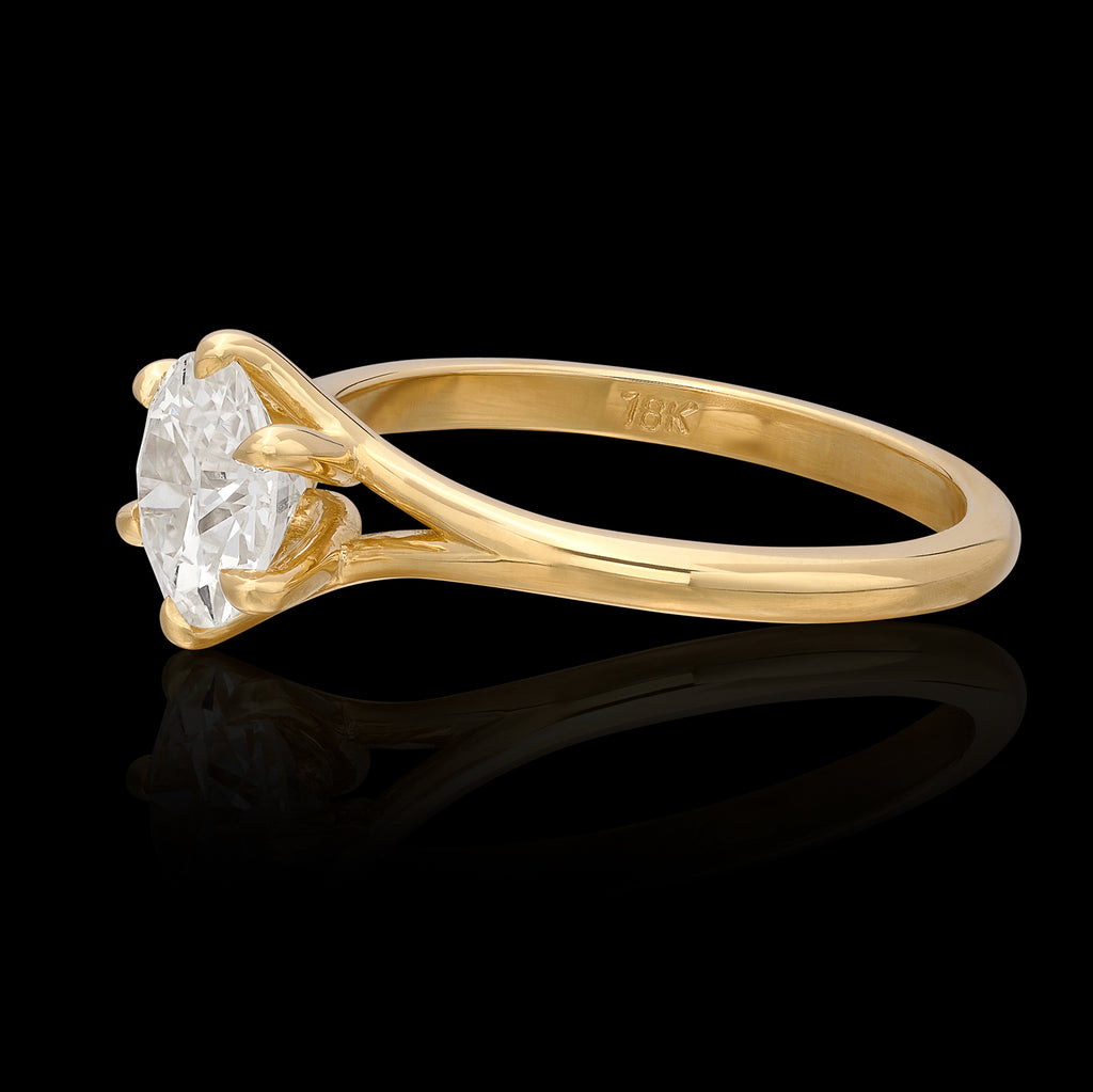 1.17ct Old Euro Diamond & Yellow Gold Engagement Ring