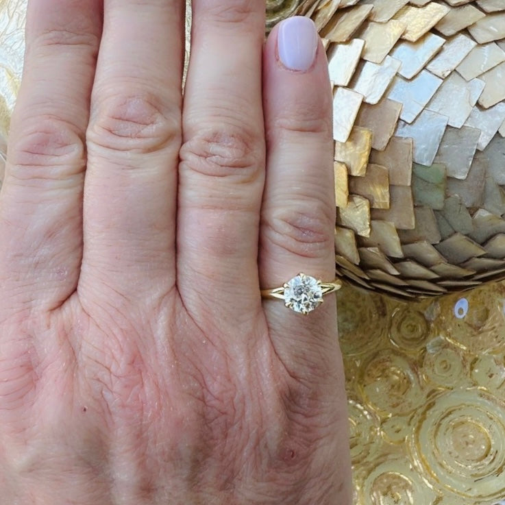 1.17ct Old Euro Diamond & Yellow Gold Engagement Ring