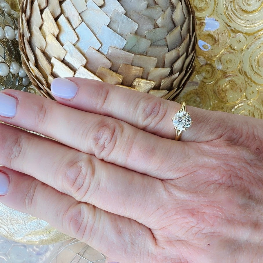 1.17ct Old Euro Diamond & Yellow Gold Engagement Ring