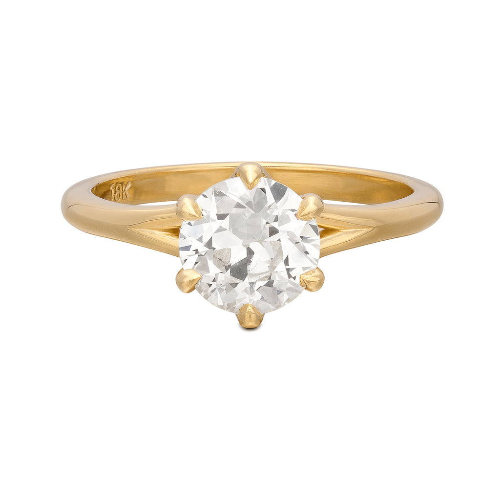 1.17ct Old Euro Diamond & Yellow Gold Engagement Ring