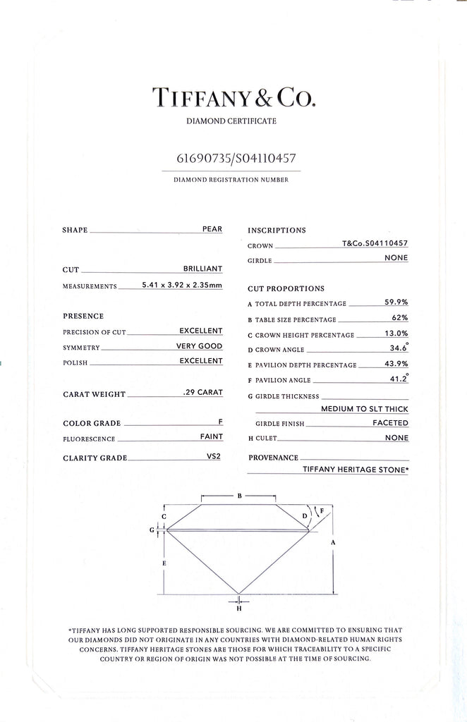 Tiffany & Co. 1.25-cts. F/VS1 Diamond & Platinum Engagement Ring