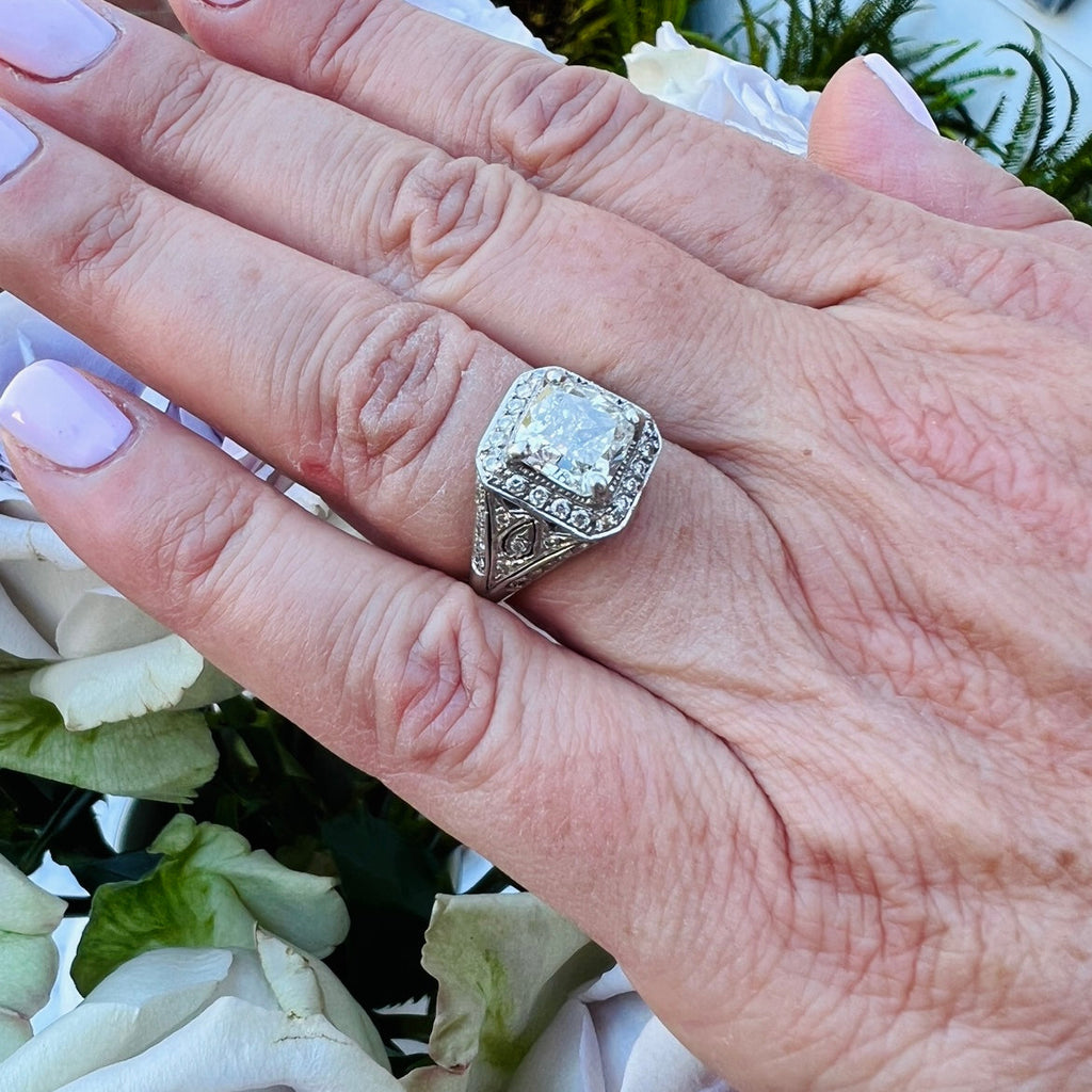 Internally Flawless Cushion Cut 2.85 Carat Gia Diamond Platinum Ring