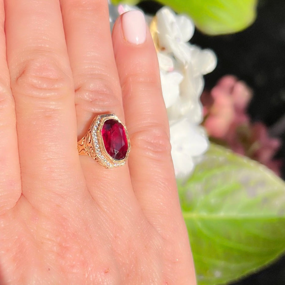 GIA 3.45-ct Unheated Ruby and Diamond Custom Rose Gold Ring