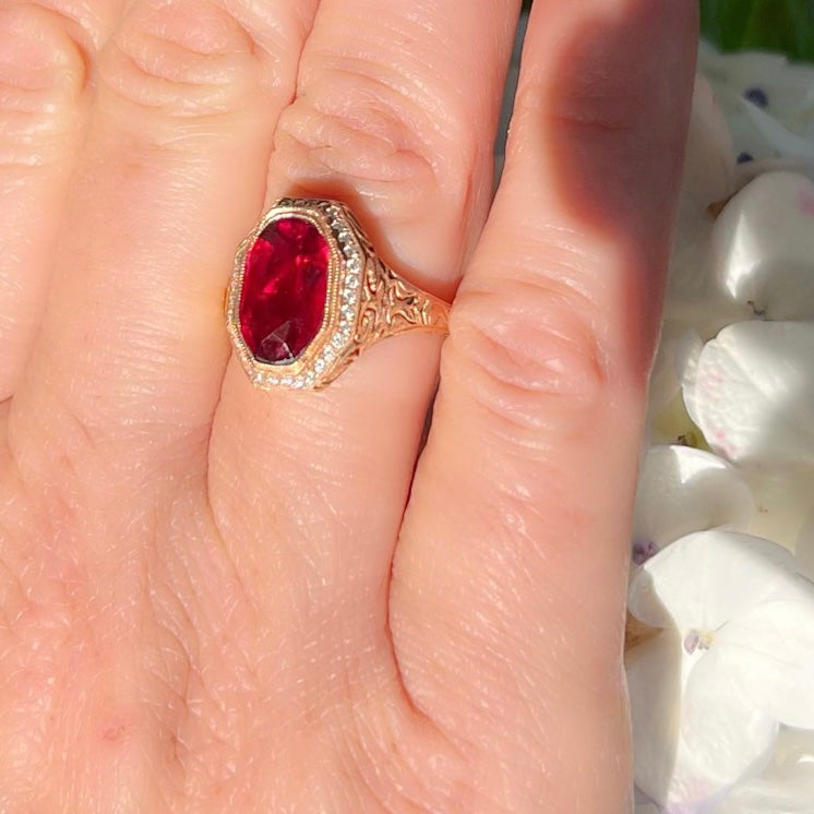 GIA 3.45-ct Unheated Ruby and Diamond Custom Rose Gold Ring