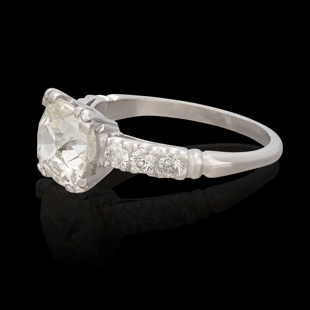 2.73 ct GIA Old Mine Cut Diamond Platinum Ring
