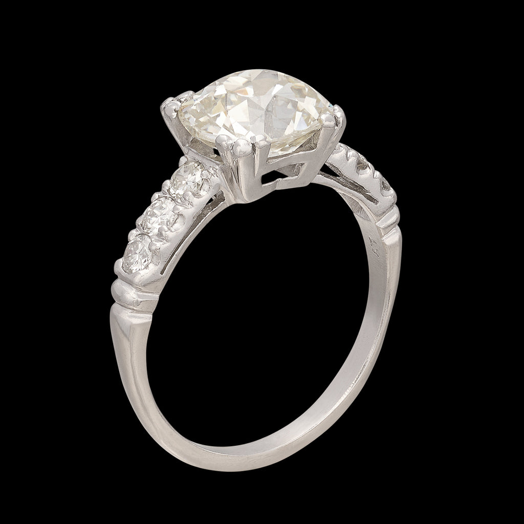 2.73 ct GIA Old Mine Cut Diamond Platinum Ring