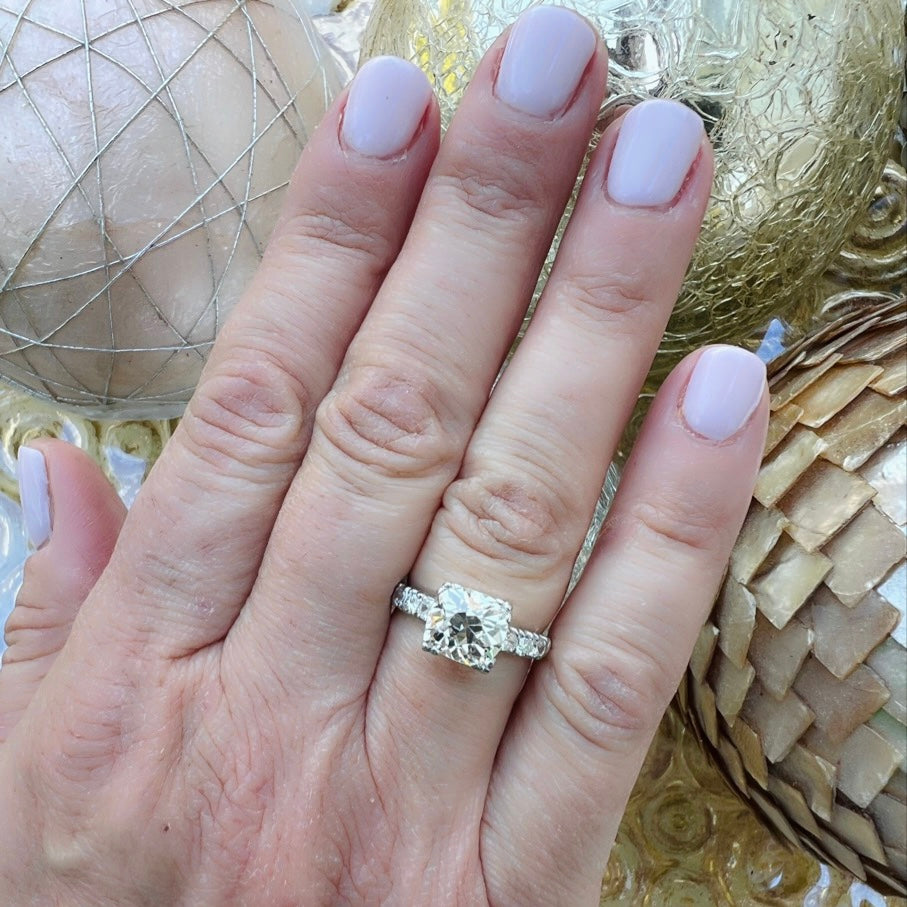 2.73 ct GIA Old Mine Cut Diamond Platinum Ring