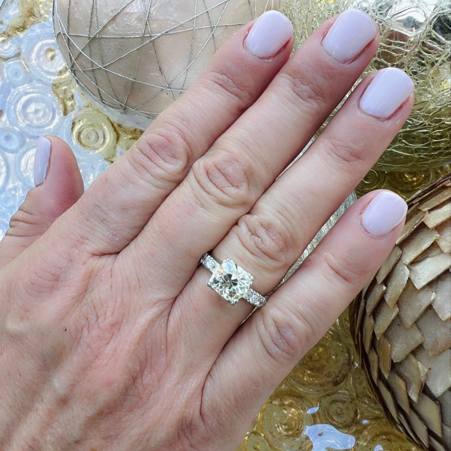 2.73 ct GIA Old Mine Cut Diamond Platinum Ring