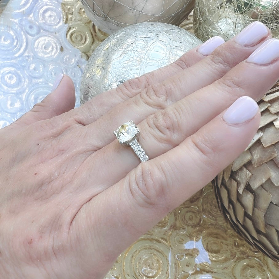 2.73 ct GIA Old Mine Cut Diamond Platinum Ring