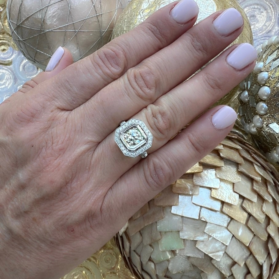 1.11ct Old European Cut 18kt Diamond Ring