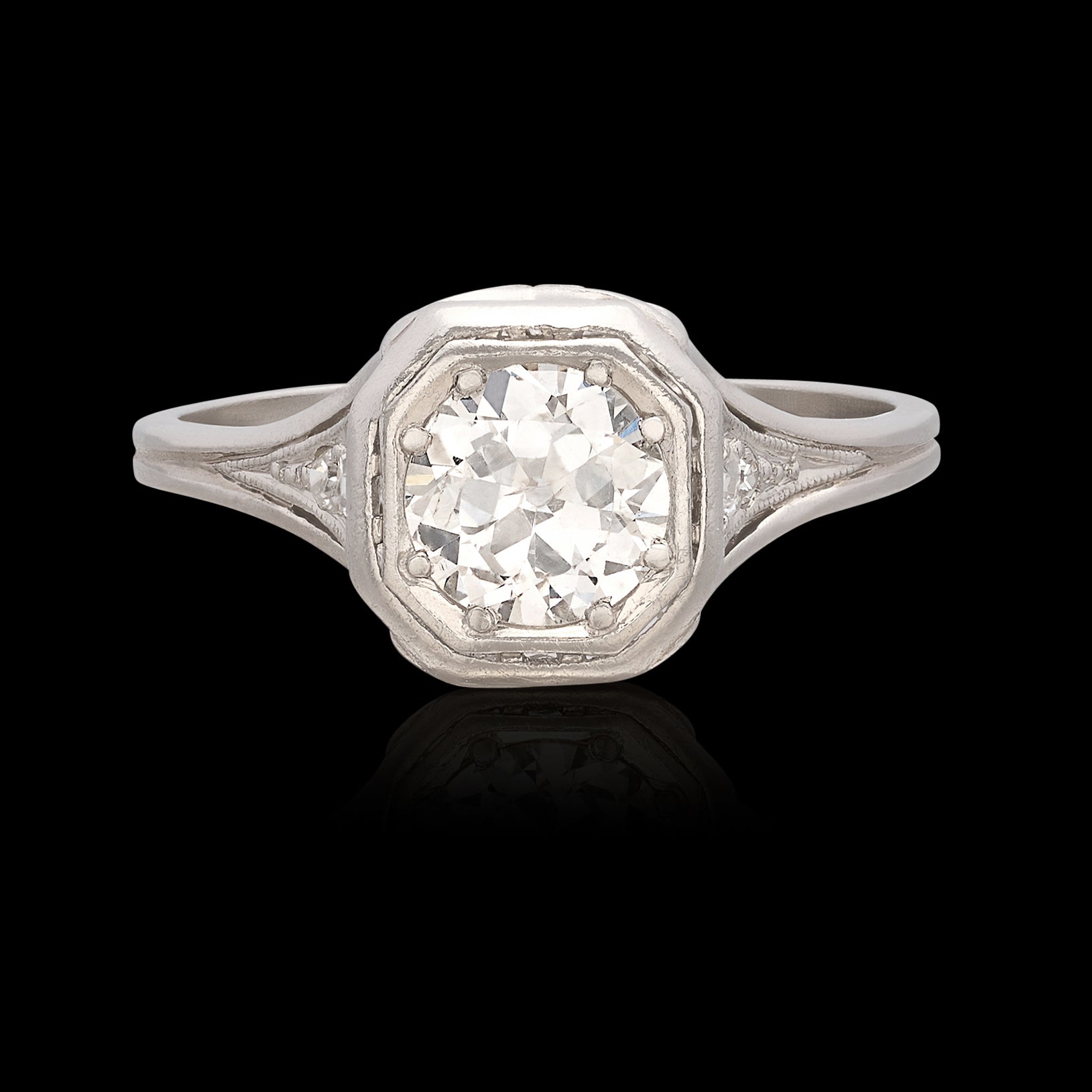 1.10 carat Old Euro Platinum Diamond Ring