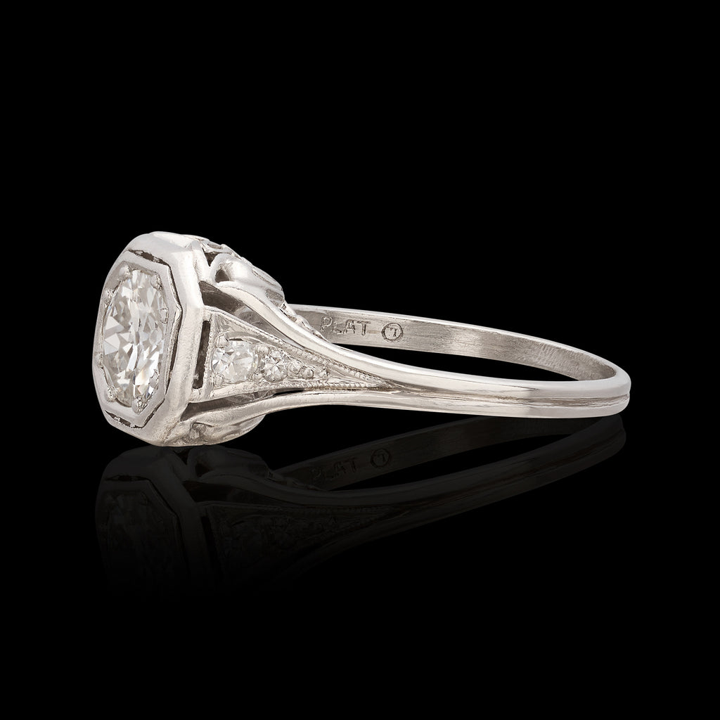 1.10 carat Old Euro Platinum & Diamond Ring