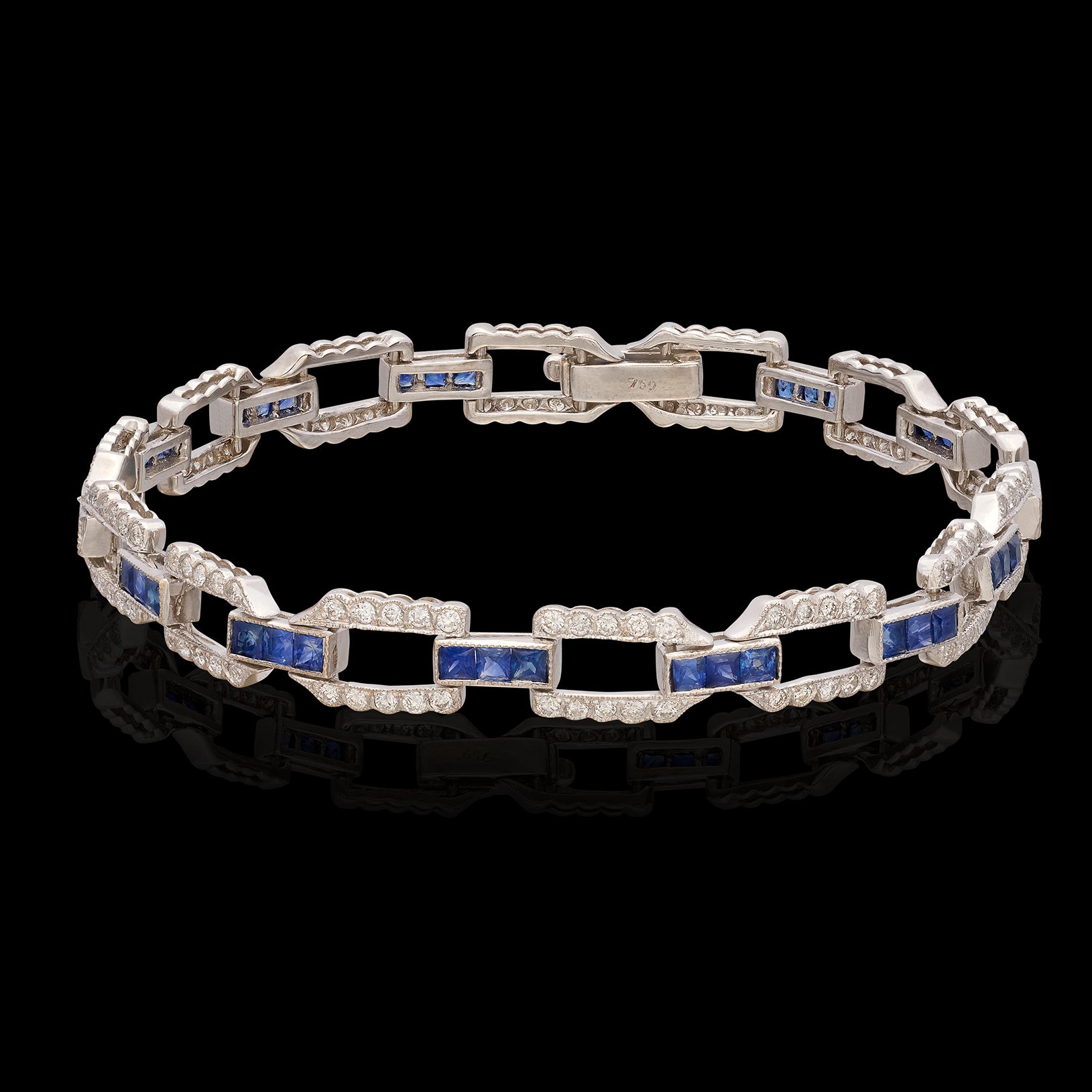 ANTIQUE ART DECO OLD EUROPEAN DIAMOND SAPPHIRE PLATINUM BRACELET W/  APPRAISAL - Hawaii Estate & Jewelry Buyers