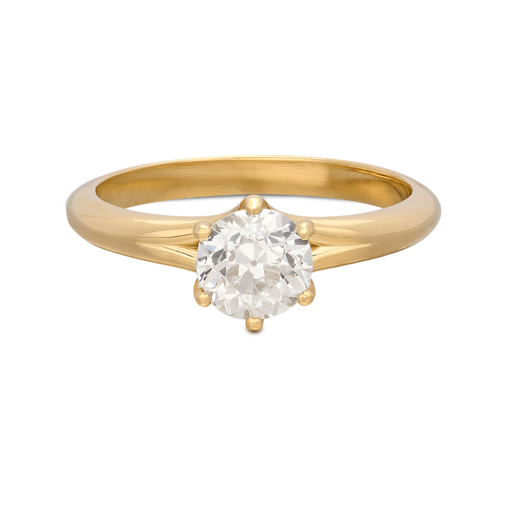 Custom 18k Yellow Gold GIA Old European Cut Diamond Ring