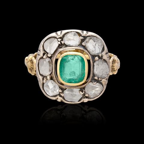 Estate Emerald & Diamond Ring, circa 1840