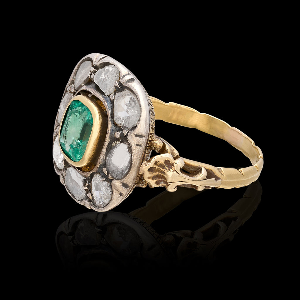 Estate Emerald & Diamond Ring, circa 1840