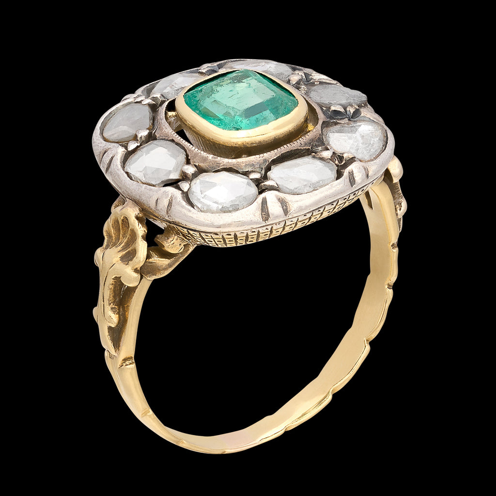 Estate Emerald & Diamond Ring, circa 1840