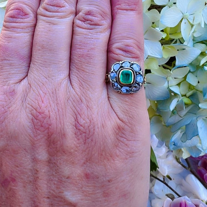 Estate Emerald & Diamond Ring, circa 1840