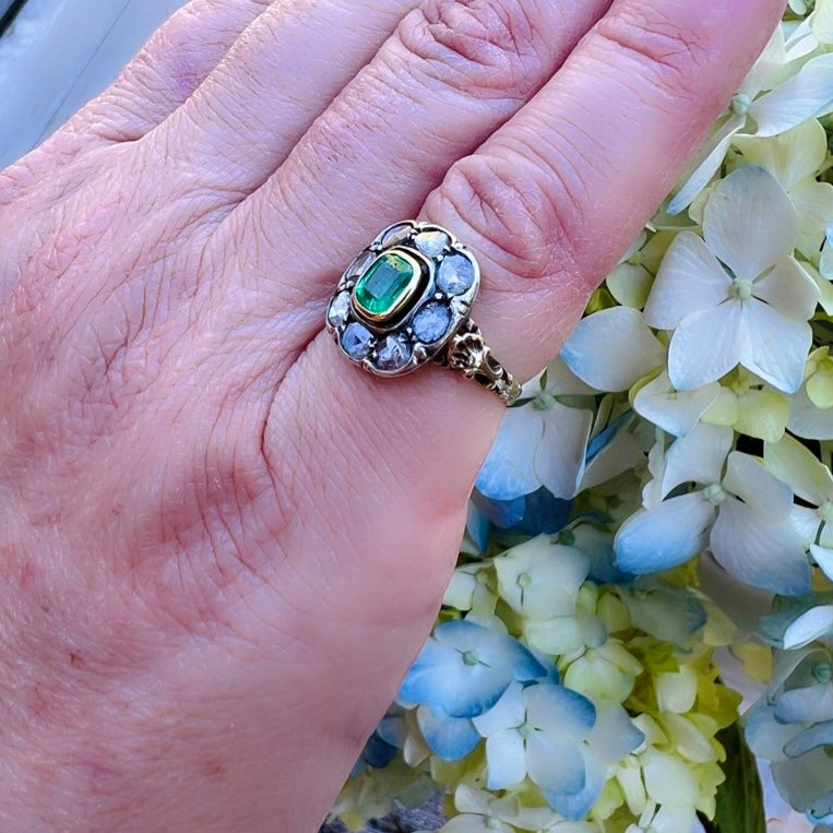Estate Emerald & Diamond Ring, circa 1840