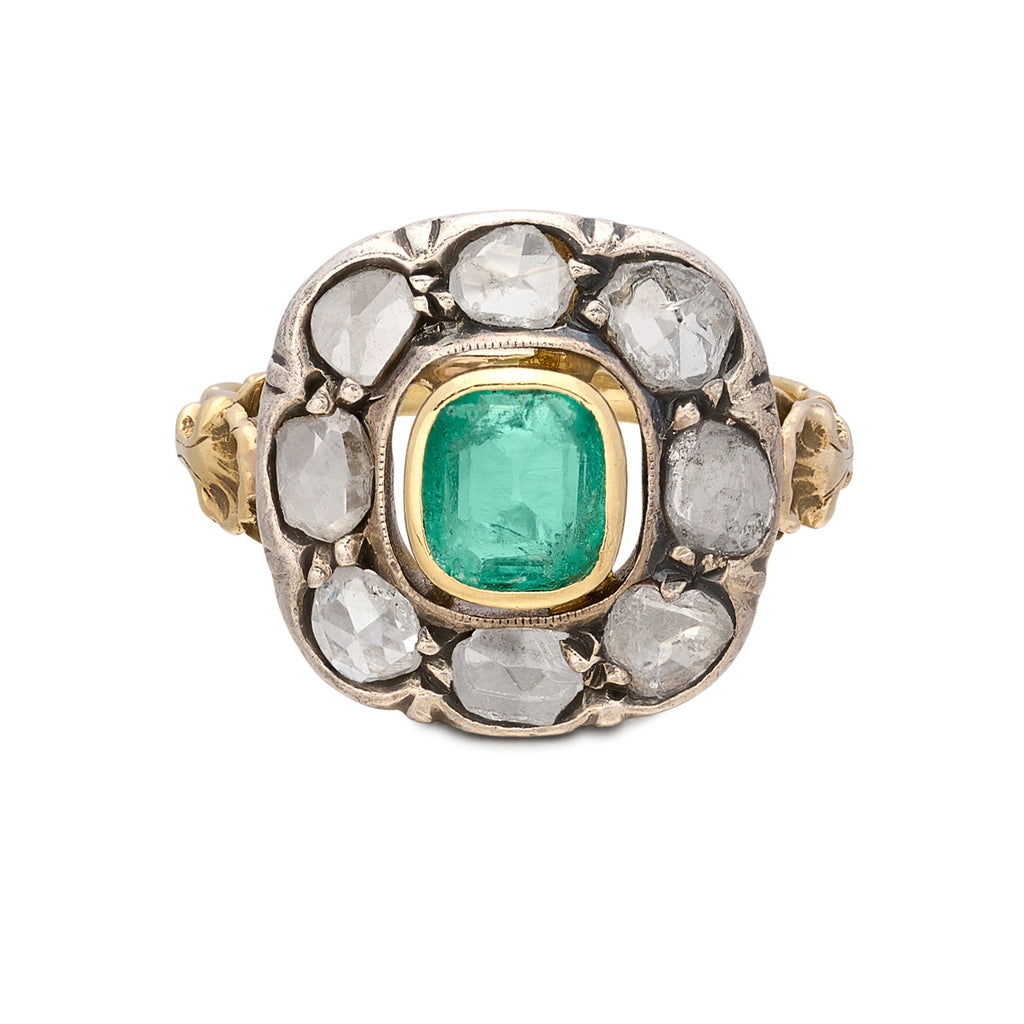 Estate Emerald & Diamond Ring, circa 1840