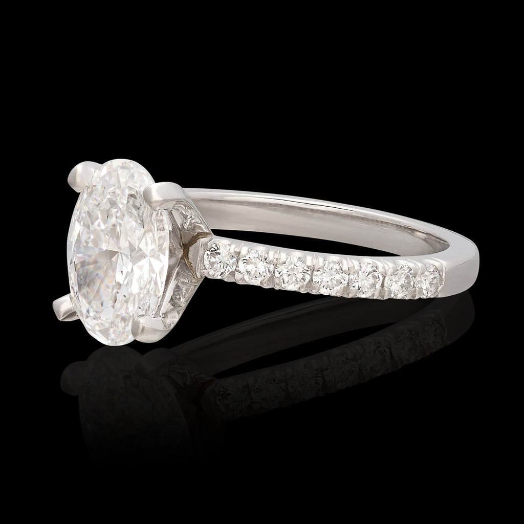 Platinum GIA 1.80 D/SI1 Oval Diamond Ring