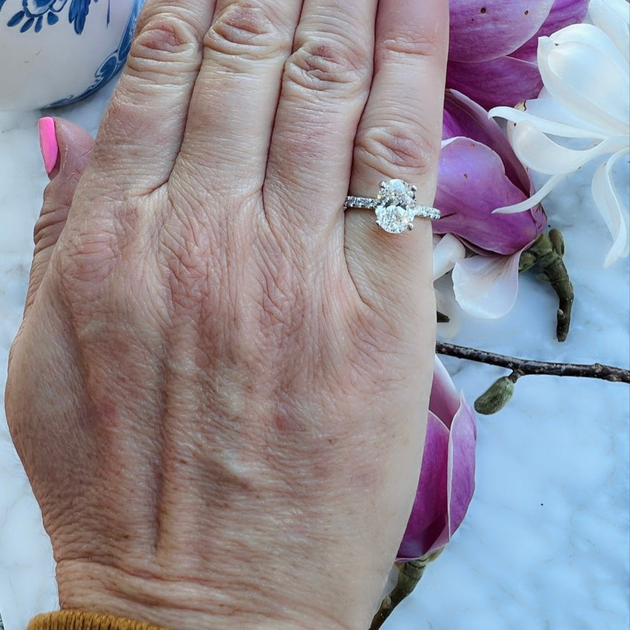 Platinum GIA 1.80 D/SI1 Oval Diamond Ring