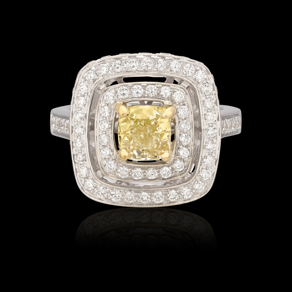 18kt White Gold Yellow Diamond Ring