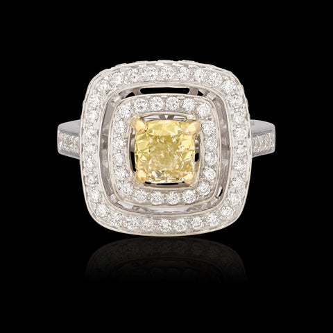 18kt White Gold Yellow Diamond Ring