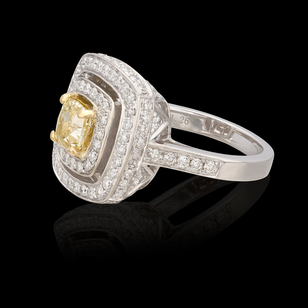 18kt White Gold Yellow Diamond Ring