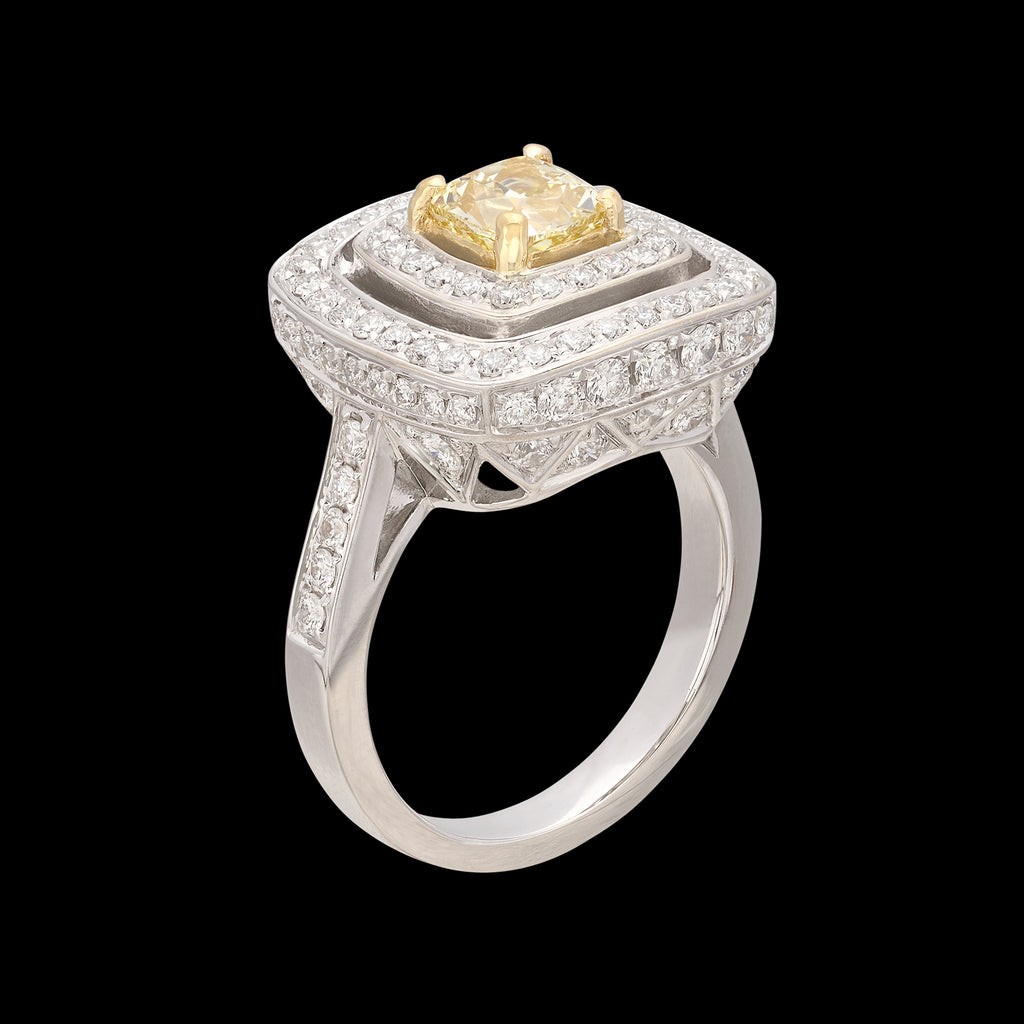18kt White Gold Yellow Diamond Ring