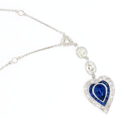 Sapphire & Diamond Heart Necklace2