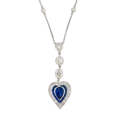 Sapphire & Diamond Heart Necklace