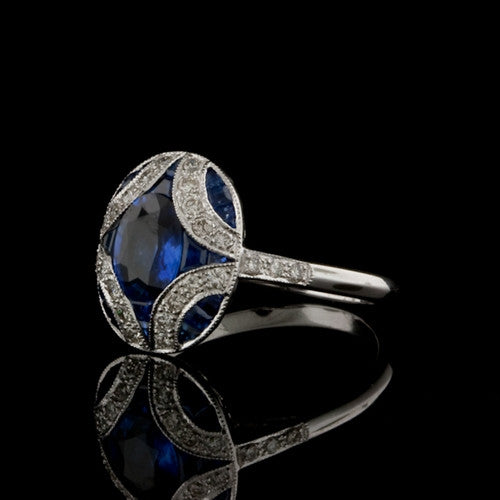 Sapphire & Diamond Oval Shaped Ring1
