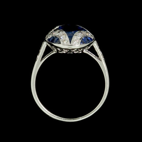 Sapphire & Diamond Oval Shaped Ring3