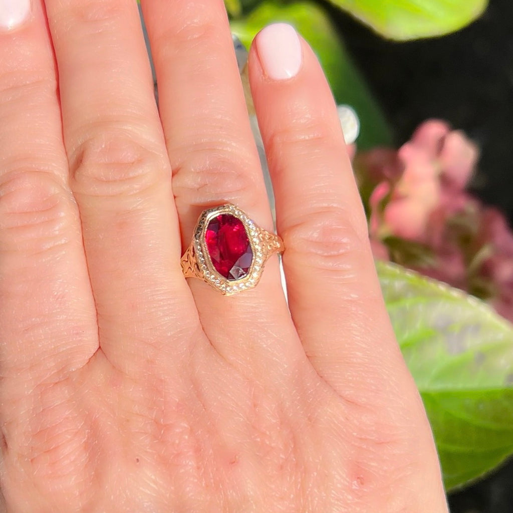 GIA 3.45-ct Unheated Ruby and Diamond Custom Rose Gold Ring