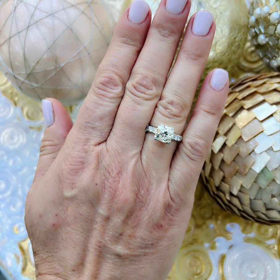 2.73 ct GIA Old Mine Cut Diamond Platinum Ring