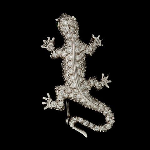 Small Diamond Gecko 18KT Pin