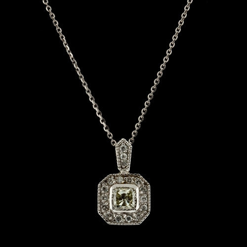 Square Diamond Pendant Necklace