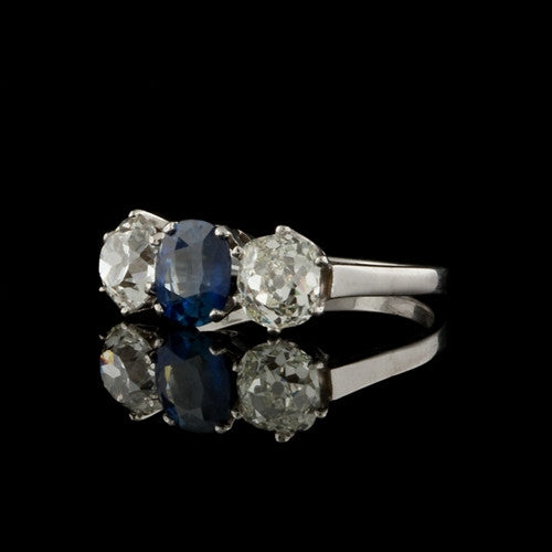 Tri-Stone Diamond & Sapphire Ring1