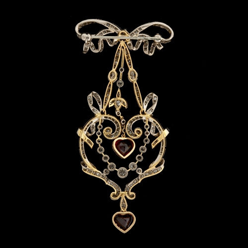 Vintage Diamond & Ruby Heart Pin1