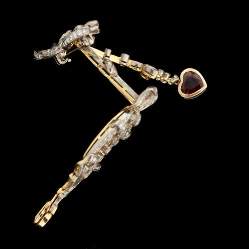 Vintage Diamond & Ruby Heart Pin2