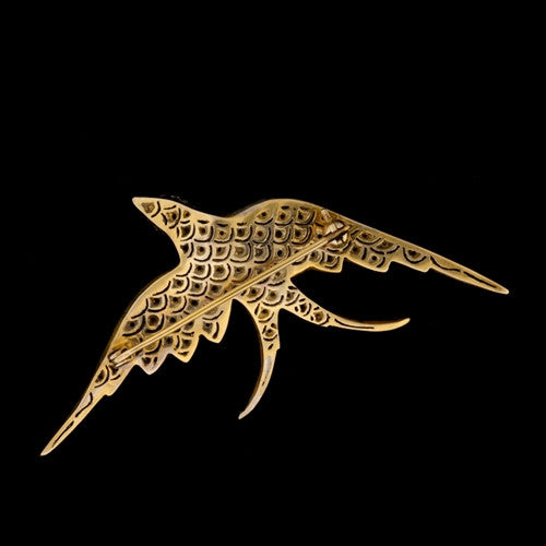 Vintage Diamond Silver 9KT Bird Brooch1