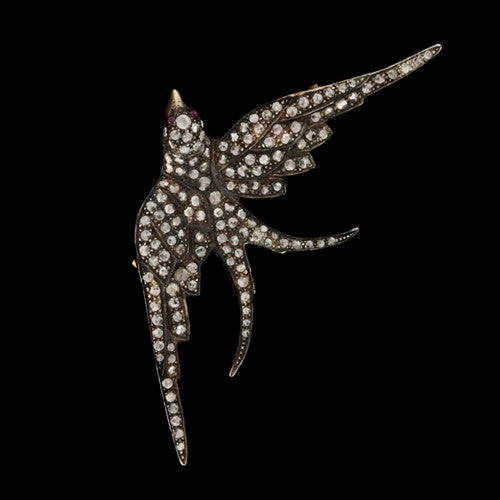 Vintage Diamond Silver 9KT Bird Brooch