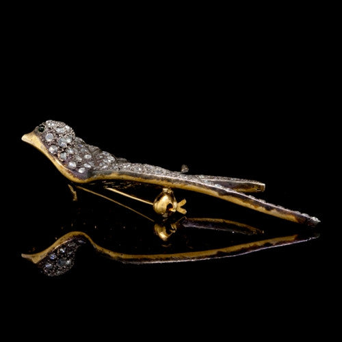 Vintage Diamond Silver9KT Bird Brooch1