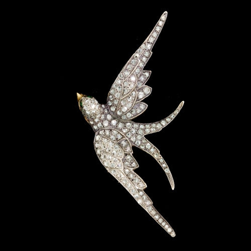 Vintage Diamond Silver9KT Bird Brooch2