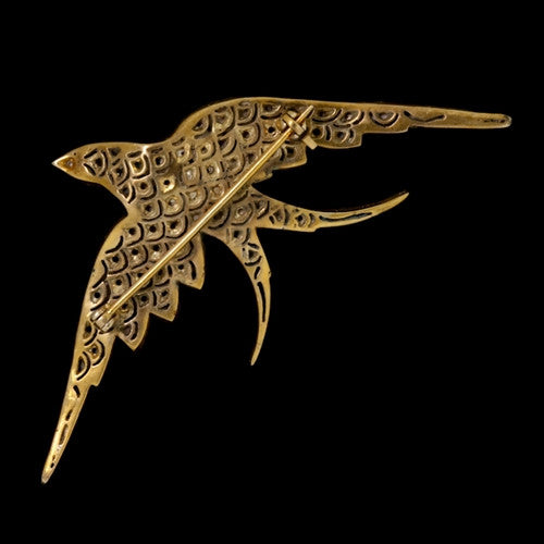 Vintage Diamond Silver9KT Bird Brooch3