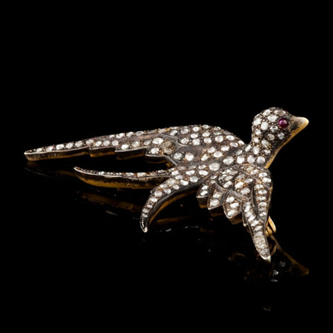 Vintage Diamond Silver9KT Bird Brooch