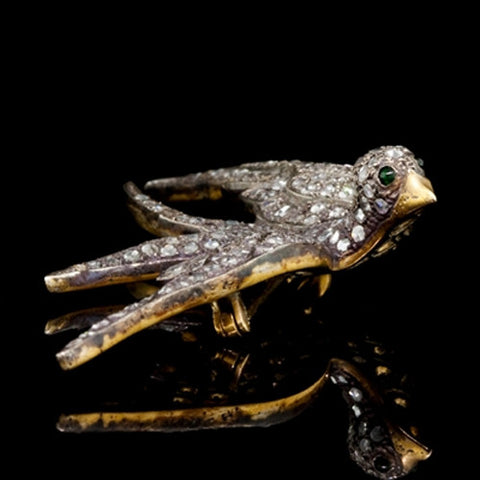 Vintage Diamond Silver9KT Bird Brooch