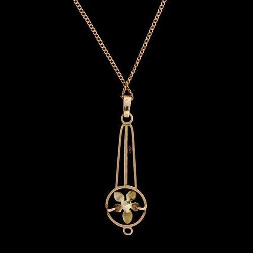 Vintage Gold Enamel Flower Necklace1