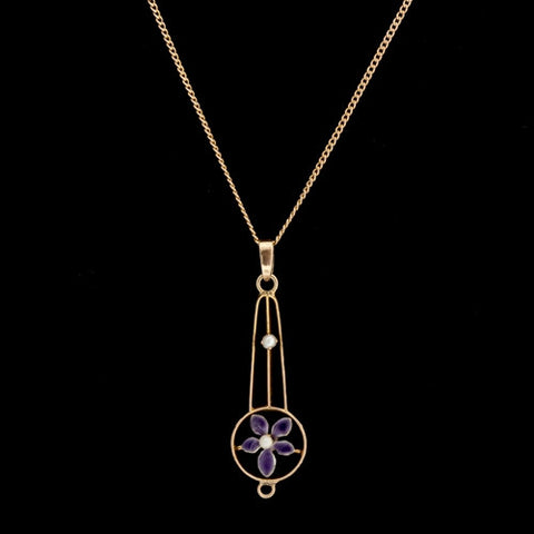 Vintage Gold Enamel Flower Necklace